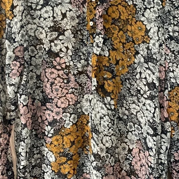 H&m Floral Button Sheer Long Sleeve Blouse Women’s Size 12 - Picture 3 of 15
